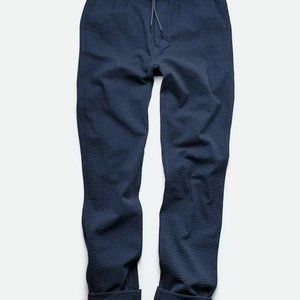 Taylor Stitch The Apres Pant - Exclusive  in Navy Seersucker Size L Large